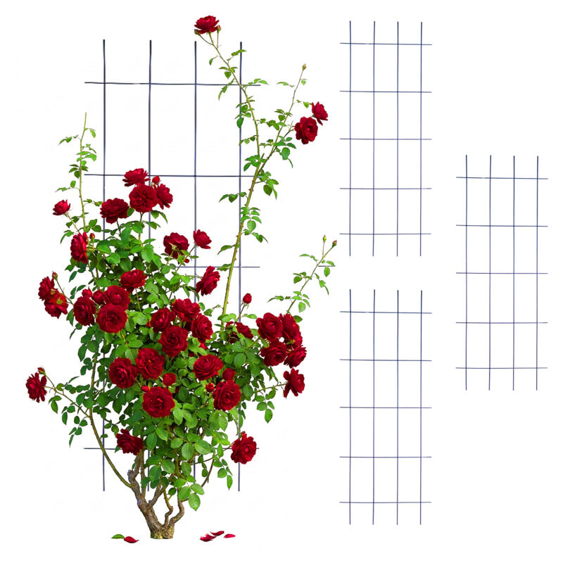 Relaxdays Trellis, Set Of 4, Hxw 115 X 45 Cm, Steel, Climbing Plant Support For Garden, Black