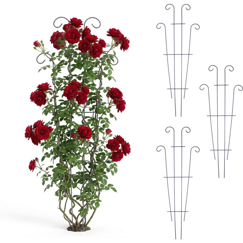 Relaxdays Trellis, Set Of 4, Hxw, 82 X 31 Cm, Metal Climbing Supports For Garden & Containers, Black