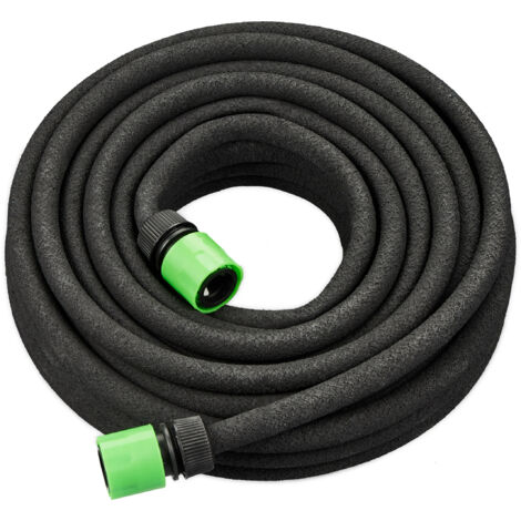 Relaxdays Tubo Irrigazione a Goccia, Gocciolatoio Microforato, Pompa Gocciolante Acqua da 15m, per Giardino e Orto, Nero