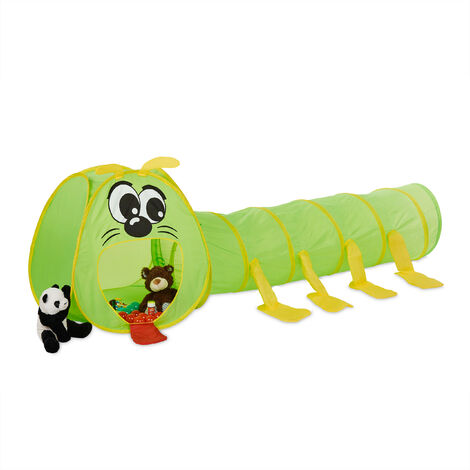 Relaxdays – Tunnel chenille pour enfants – Tente pop-up intérieure et extérieure – Dimensions 75 x 240 x 72 cm – Polyester résistant – Jouet éducatif