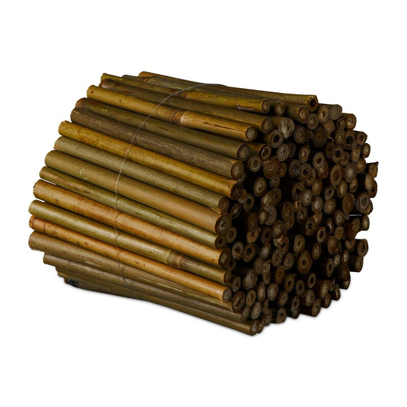 Tuteur pour plante en bambou, Lot de 200, 10 cm, Croissance des plantes, Déco, Tiges bambou durable, naturel - Relaxdays