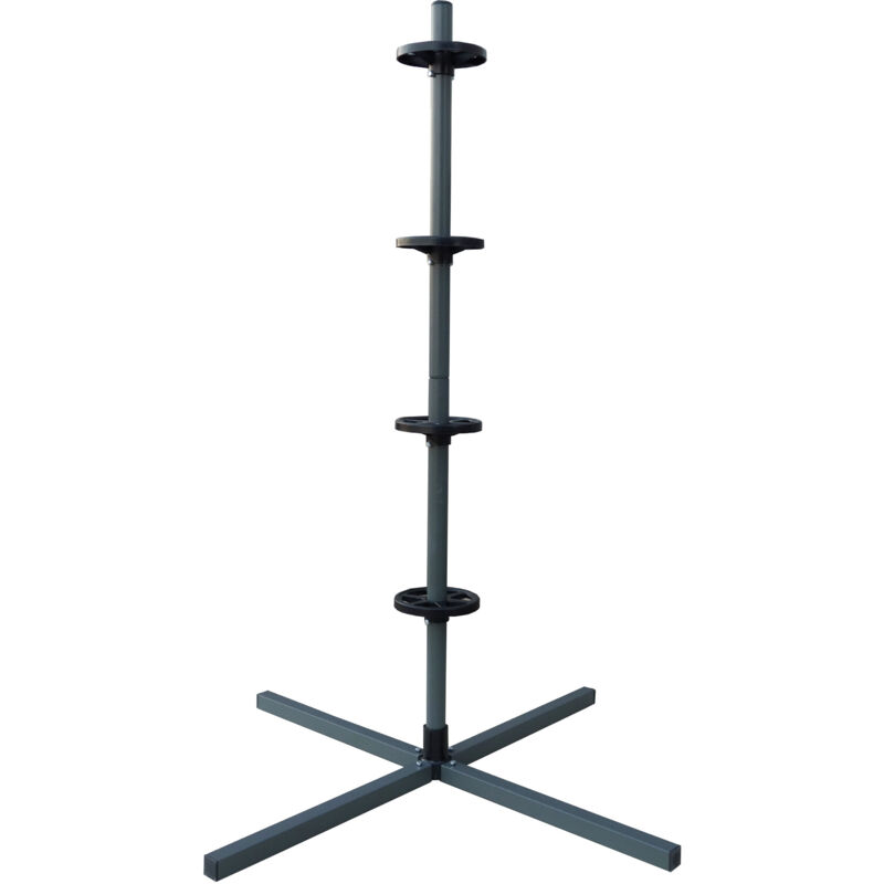 Relaxdays tyre rack for 4 tyres on rims, max load 120 kg, HxWxD: 131.5x66x66 cm, steel, grey