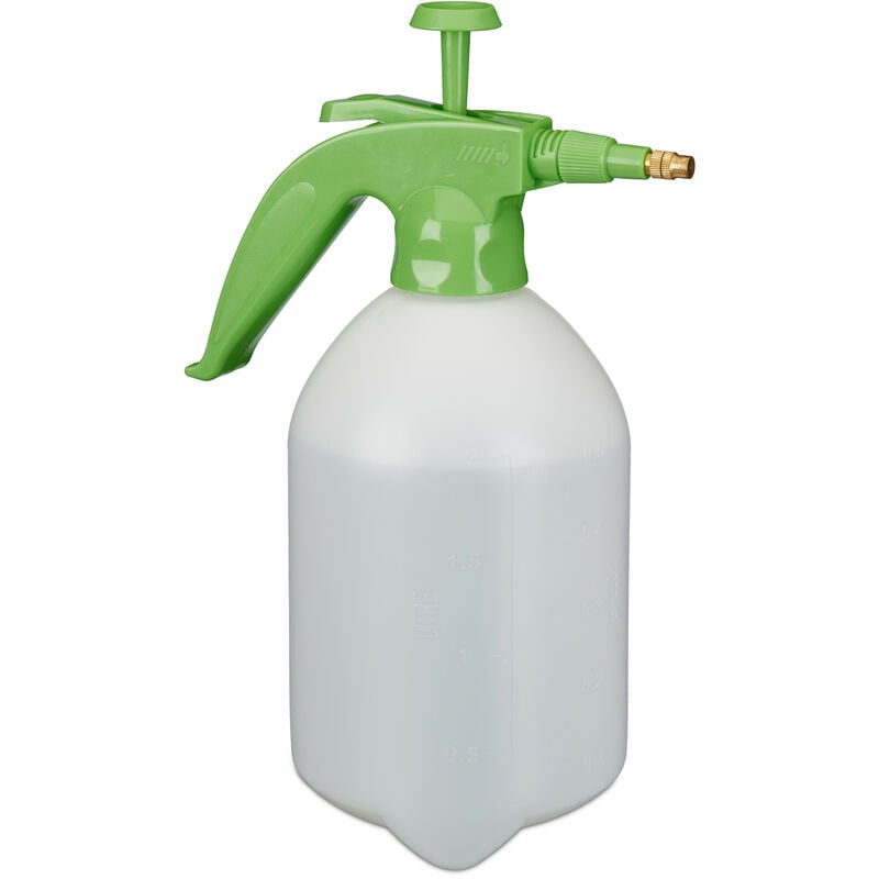 Vaporisateur de jardin 2 litres, buse en laiton réglable, pour eau et désherbant, pulvérisateur, blanc - vert - Relaxdays