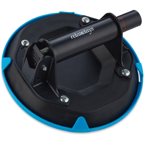 Relaxdays Ventosa para Cristal, Transporte de Paneles, Azulejos y Baldosas, Elevador de Vidrio hasta 120 kg, Negro/Azul