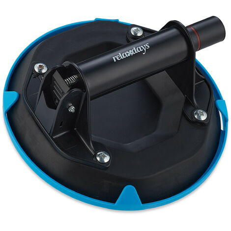 Relaxdays Ventosa per Vetro, Alzavetri, Piastrelle e Pannelli, con Pompa Sottovuoto, Solleva fino a 120 kg, Nero Blu