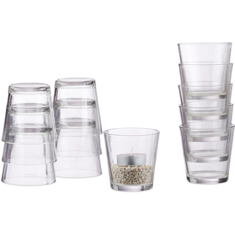 Verres à bougies chauffe-plat lot de 24, bougeoirs, photophores, idée cadeau, verrines, 7,5 cm ø, transparent