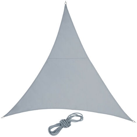 Relaxdays Voile d'ombrage, 3 x 3 x 3 m, triangle, concave, PES, imperméable, toile soleil avec cordes, gris clair