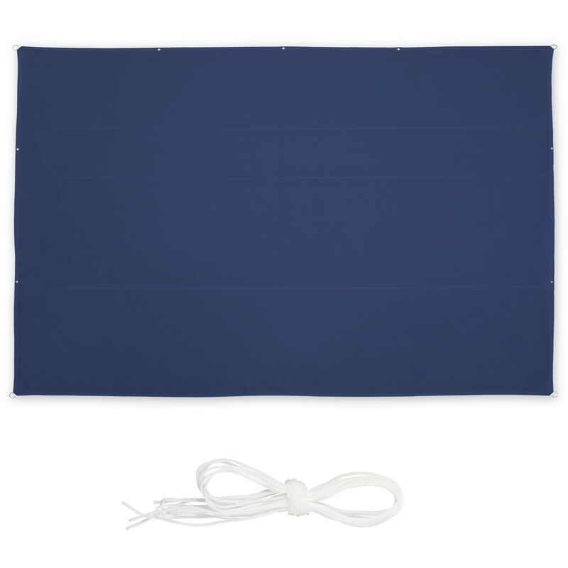 Relaxdays - Voile d'ombrage, 5 x 7 m, imperméable, protection anti-UV, tendeurs, terrasse, balcon, rectangulaire, bleu