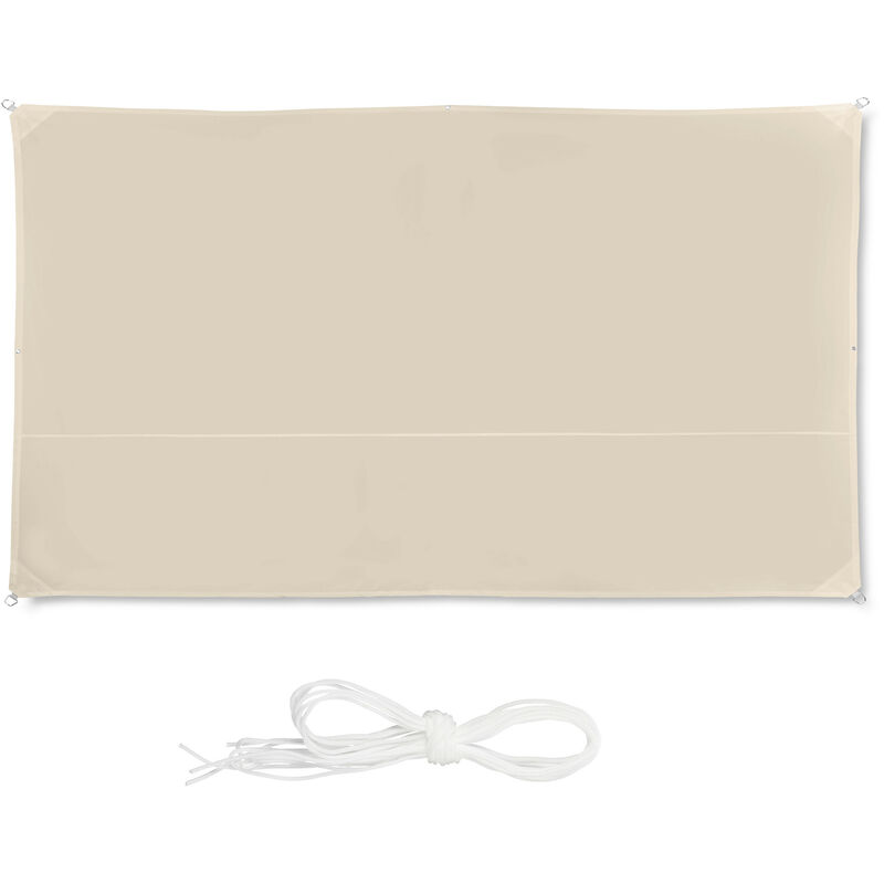 Relaxdays - Voile d'ombrage rectangle diffuseur d'ombre protection uv terrasse toile, résistant à l'eau, beige, 2x4 cm