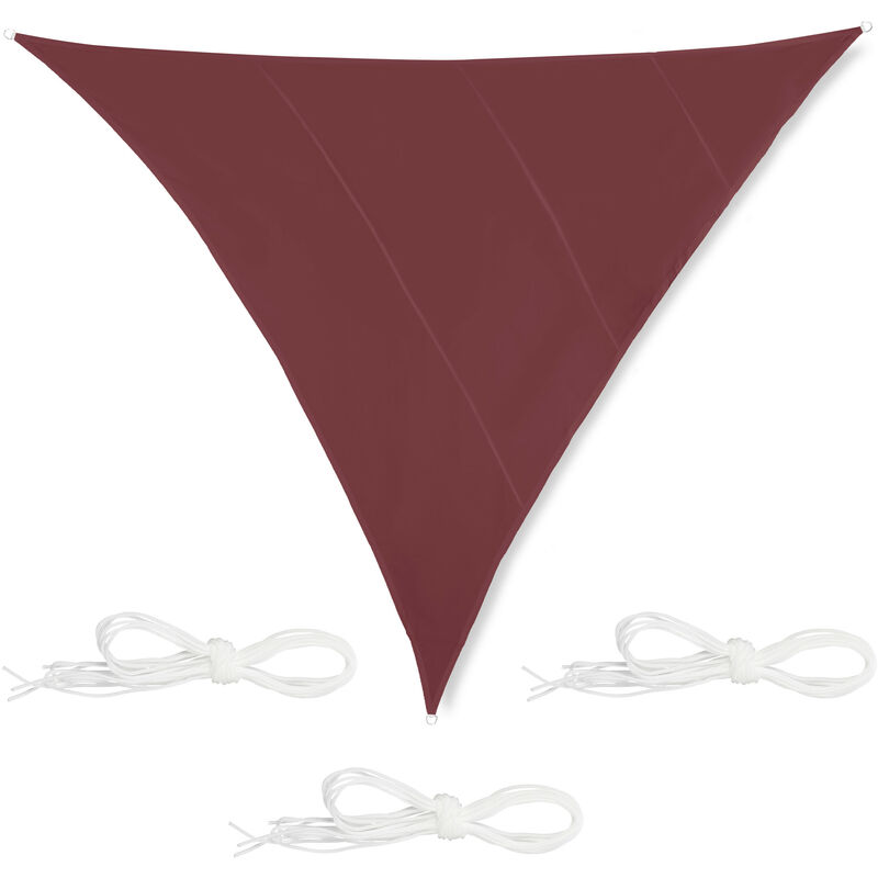Voile d'ombrage triangle, imperméable, anti-UV, tendeurs, terrasse, balcon, 6 x 6 x 6 m, brun rouge - Relaxdays