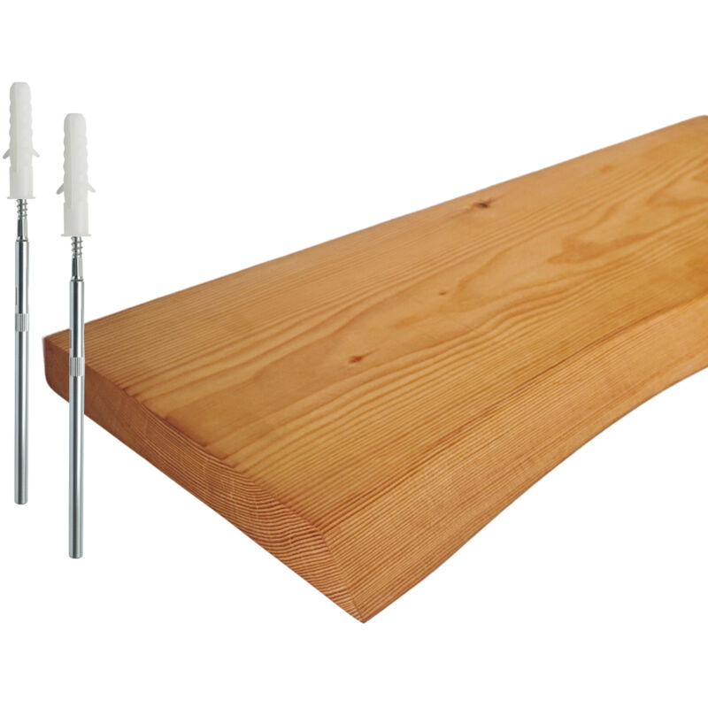Relaxdays Wall Shelf, Live Edge, H X W X D, 3x70x22 Cm, Rustic Floating Shelf, Kitchen, Solid Pine, Natural