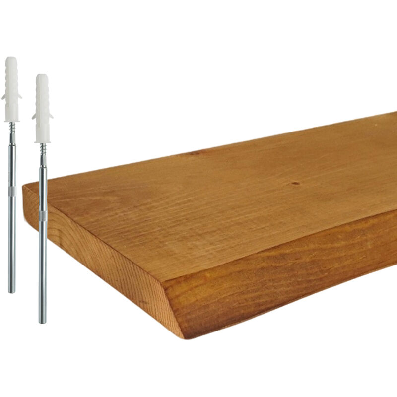 Relaxdays Wall Shelf, Live Edge, H X W X D, 3x60x22 Cm, Rustic Floating Shelf, Solid Pine, Brown