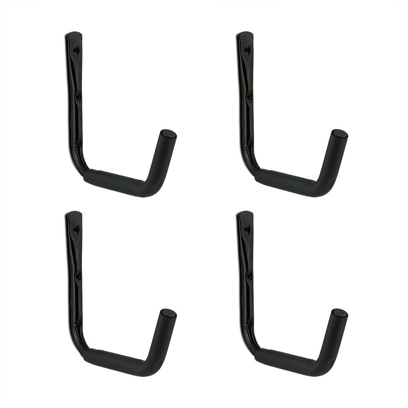 Relaxdays - Wall Tyre Hooks, Set of 4, Brackets for Tires and Rims up to 45 kg, Hanger, Garage Wheel Storage, Steel, Black