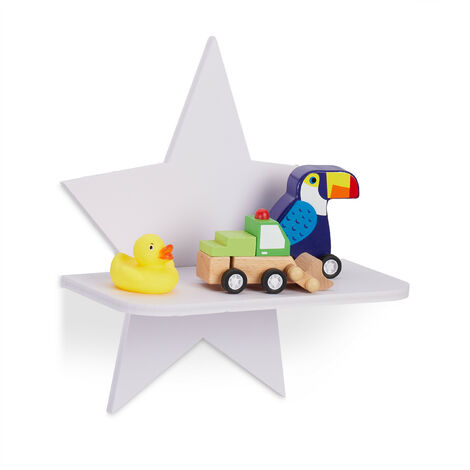 Relaxdays Wandregal Stern, Schweberegal Kinderzimmer, HBT: 27,5 x 25 x 11,5 cm, Wandboard Kiefernholz, Regalbrett, weiß