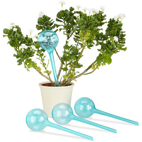Pot Plants Plastic Sphere Set of 24 Regulated Irrigation Relaxdays Watering Globes 2 Weeks Bulb Green