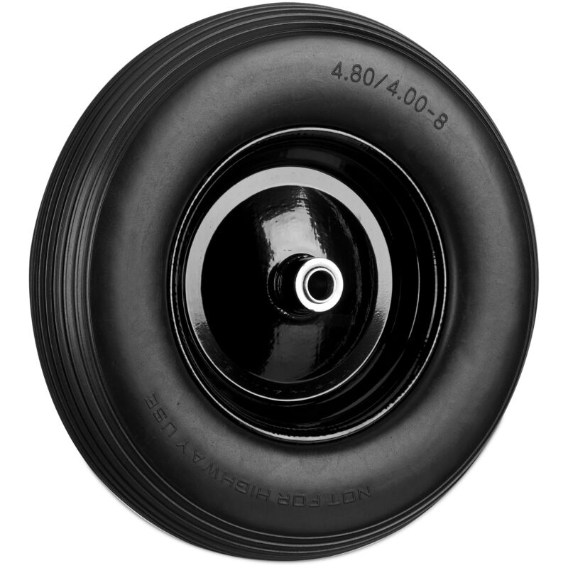 Relaxdays Wheelbarrow Wheel 4.80 4.00-8, Solid Rubber, Steel Rim, Flat-Free Spare Tire, 100kg Capacity, Black