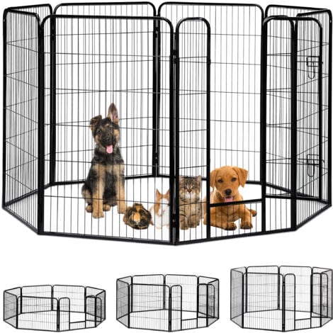 Relaxdays Whelping Pen for Small Dogs, Puppies, Pets, Sturdy Indoor Playpen, HxWxD: 120 x 76.5 x 235 cm, Black