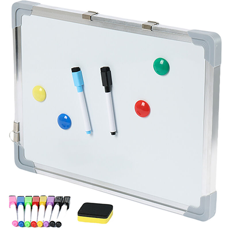 Relaxdays whiteboard, with accessories, wipeable, one-sided magnetic, board with corner protection, 30 x 40 cm, white