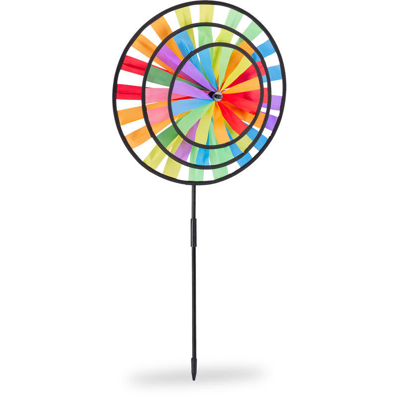 Relaxdays Wind-spinner, Rainbow Coloured Windmill, Children, For Outdoor Use, HWD: 73.5 x 35.5 x 15 cm, Colourful