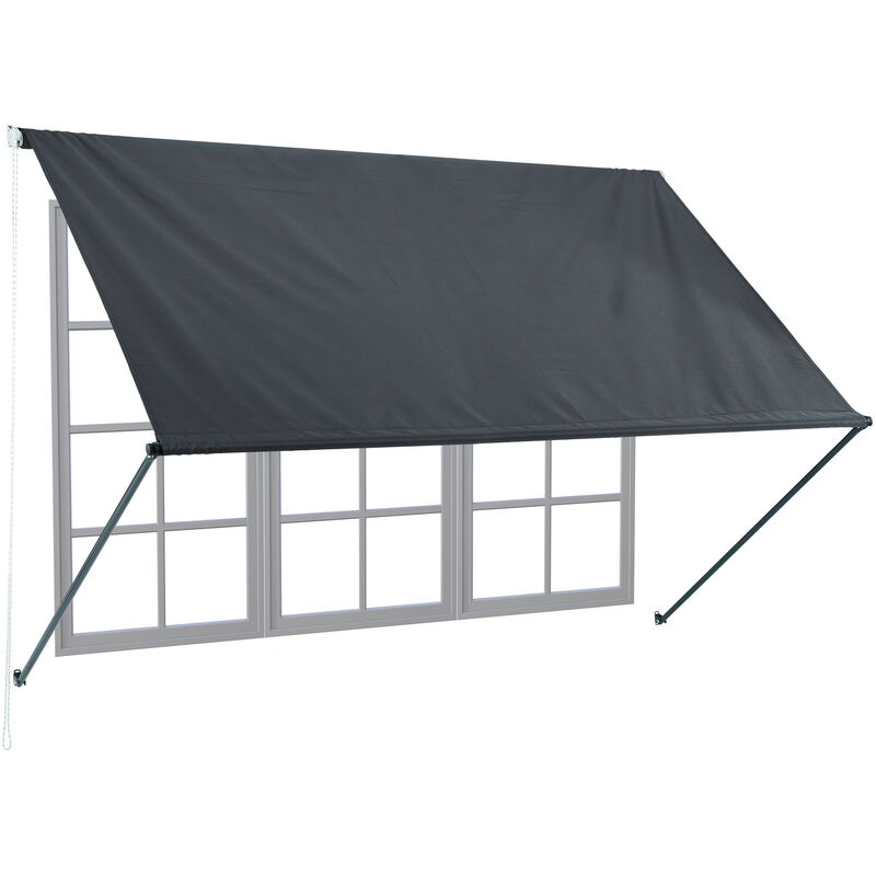 Window Awning, h x w: approx. 120 x 200 cm, uv Protection, Weather-Resistant, Polyester, Anthracite Grey - Relaxdays