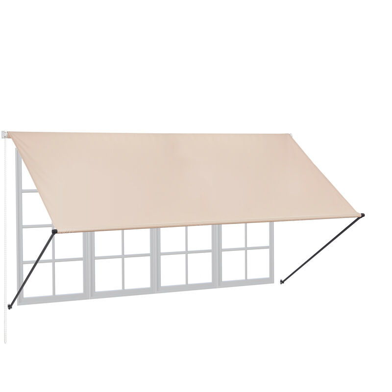 Relaxdays Window Awning, H x W: approx. 120 x 300 cm, Retractable, UV Protection, Weather-Resistant, Polyester, Sand
