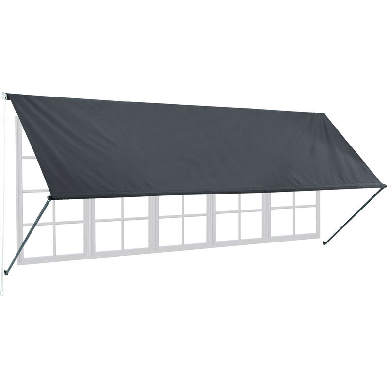 Window Awning, h x w: approx. 120 x 400 cm, uv Protection, Weather-Resistant, Polyester, Anthracite Grey - Relaxdays