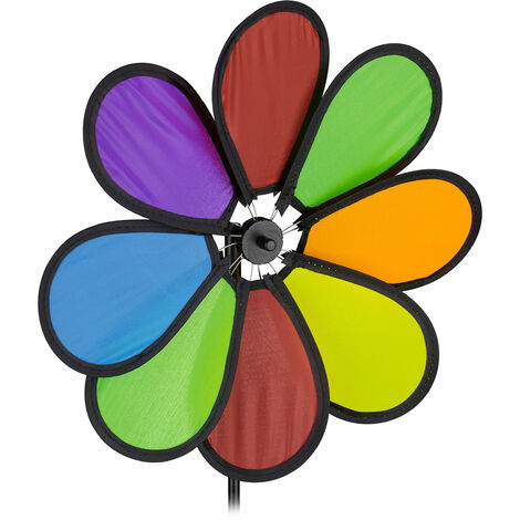   Windrad Blume, Gartenwindrad für Kinder & Erwachsene, Balkon & Garten, Windmühle HBT: 72 x 31 x 6,5 cm, bunt