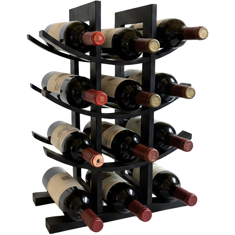 Relaxdays Wine Rack, 12 Bottles, Bamboo, Hwd 41 X 30 X 14.5 Cm, Wine Holder For Red & White Wine, Black