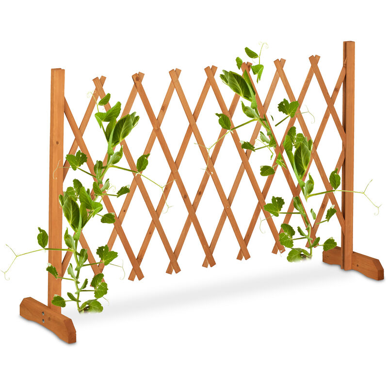 Relaxdays - Wooden Trellis, Extendable up to 180 cm, Support for Climbing Plants, Garden & Balcony, Free-Standing, Orange