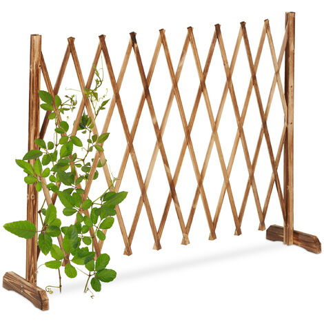 Relaxdays Wooden Trellis, Extendable up to 275cm, Aid for Climbing Plants, Free Standing Scissor Grille, Garden, Natural