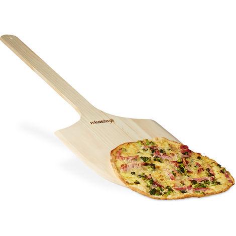 Relaxdays XXL Pizza Peel made of Wood w/ Extra-Long Handle, Size: 1 x 30 x 78 cm Pizza Shovel Carrier, Natural