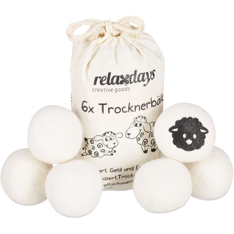 Relaxdays - xxl Wool Dryer Balls, Set of 24, New Zealand Balls, Eco-Friendly, ø 7 cm, White
