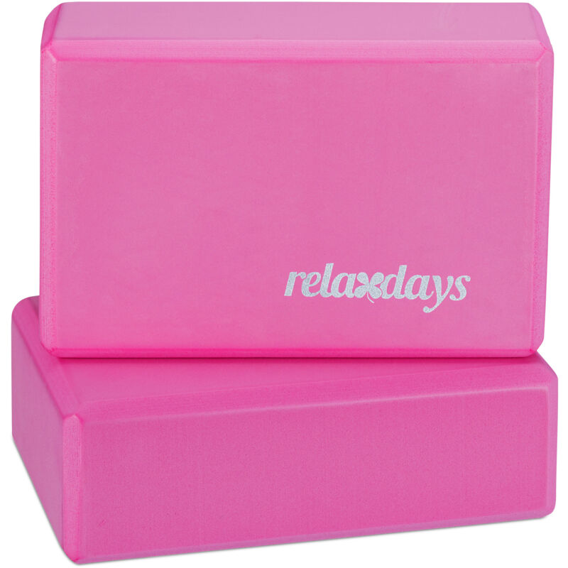 Relaxdays 10 X Yogablock, Yoga-klötze Für Yoga-übungen, Hartschaum, Rutschfest, Yoga-würfel, Hxbxt, 8 X 23 X 15 Cm, Pink