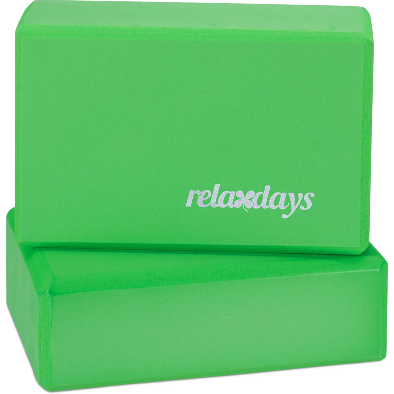 Relaxdays 10 X Yogablock, Yoga-klötze Für Yoga-übungen, Hartschaum, Rutschfest, Yoga-würfel, Hxbxt, 8 X 23 X 15 Cm, Grün