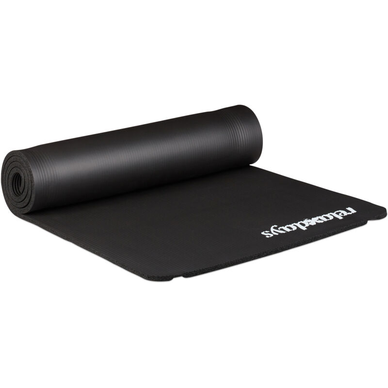 Relaxdays 2 X Yogamatte, 1 Cm Dick, Für Pilates, Fitness, Gelenkschonend, Mit Tragegurt, Gymnastikmatte 60 X 180 Cm, Schwarz