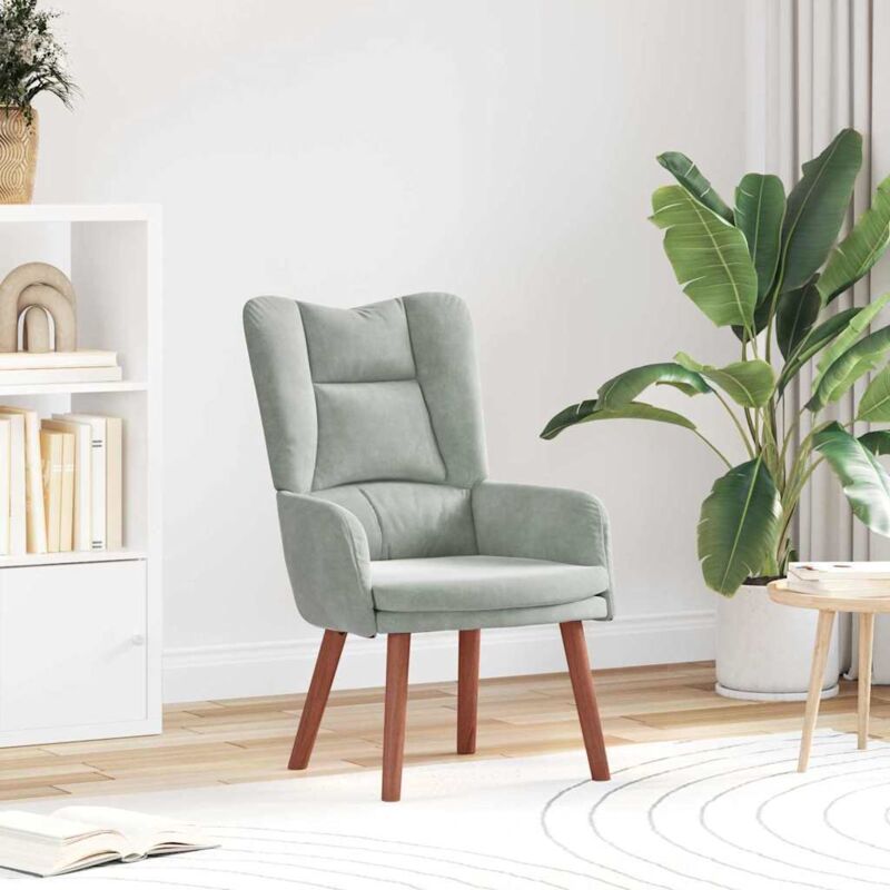 Relaxing Chair Light Grey 63 X 67 X 94 Cm Velvet Vidaxl