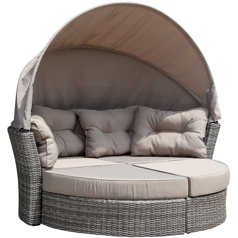 Relaxinsel MARBELLA, Alu + Polyrattan grau bicolor, Polster taupe