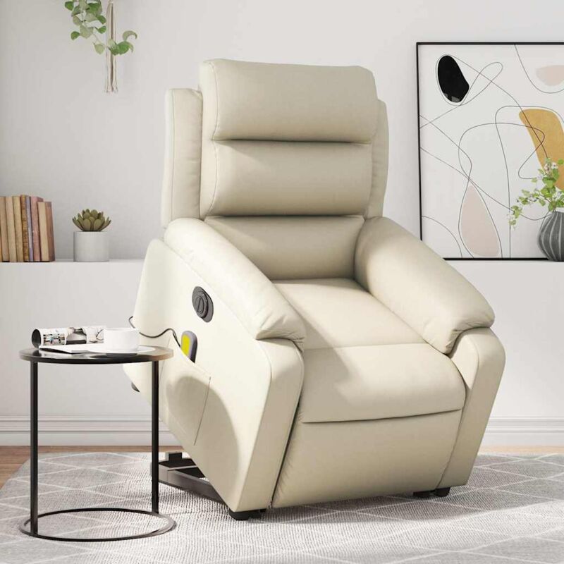 Vidaxl Massagesessel Mit Aufstehhilfe Elektrisch Creme Kunstleder