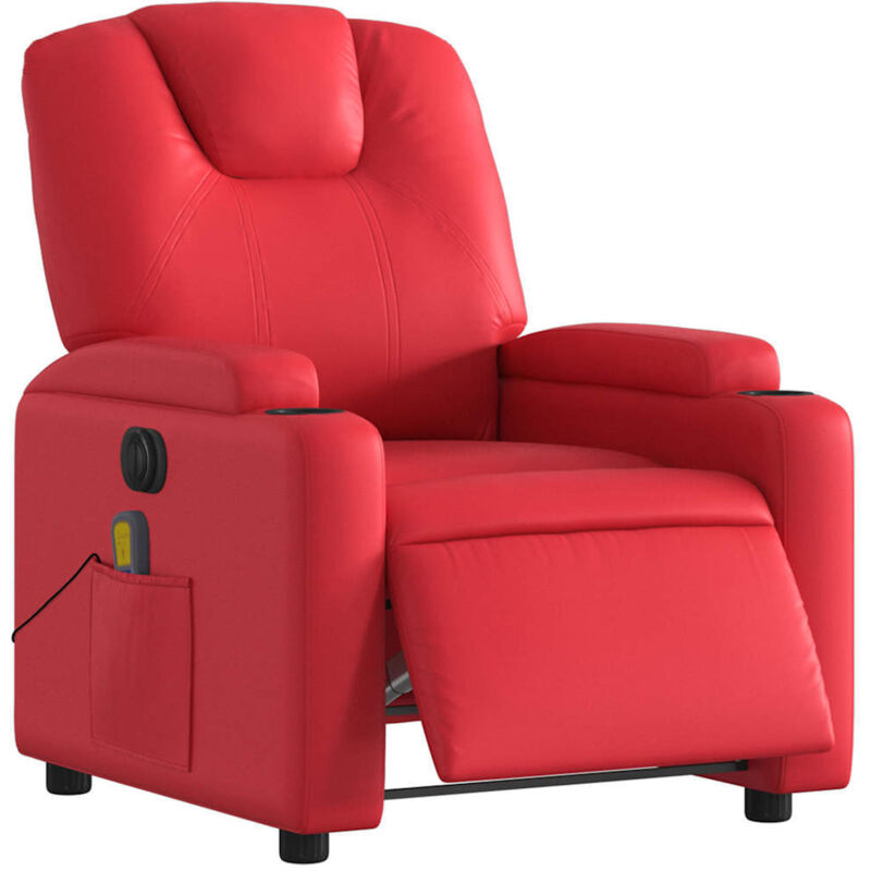 Massagesessel Elektrisch Rot Kunstleder Vidaxl