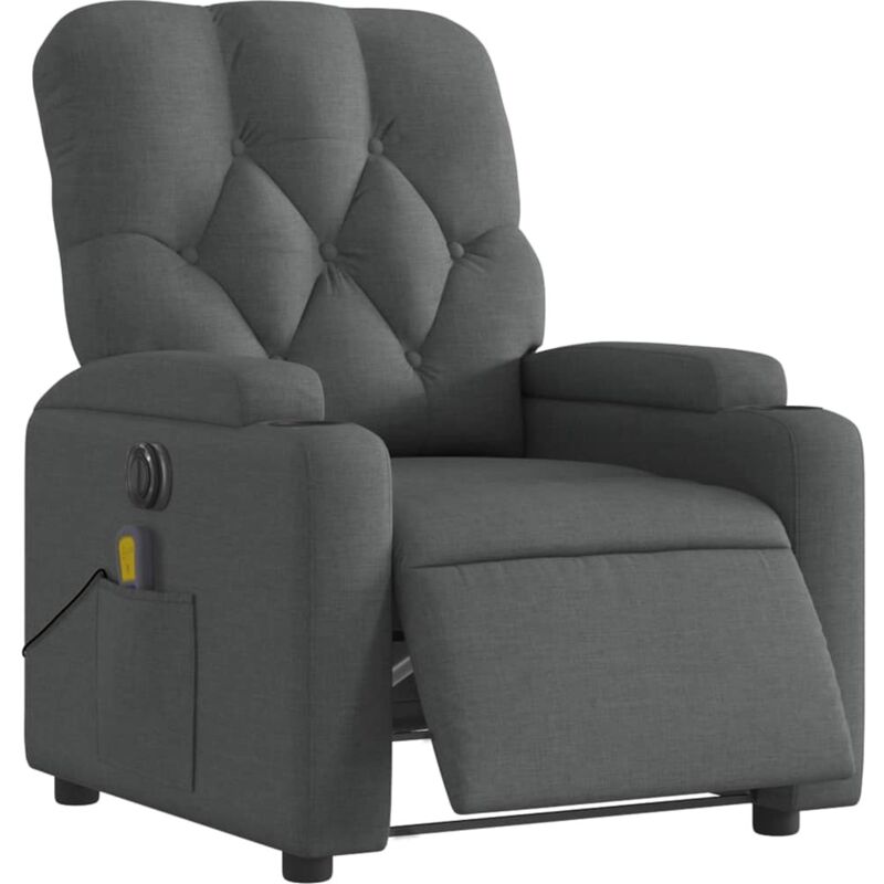 Massagesessel Elektrisch Dunkelgrau Stoff - Vidaxl