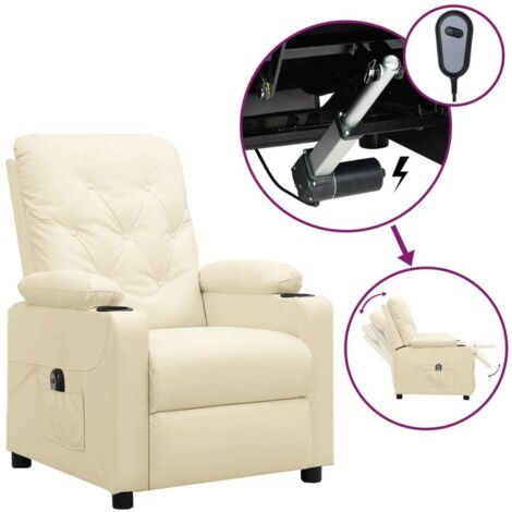 Relaxsessel Elektrisch Creme Kunstleder