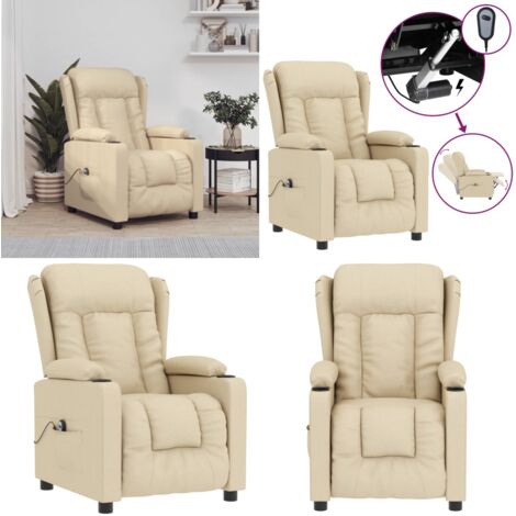 Relaxsessel Elektrisch Creme Stoff - Fernsehsessel - Liegeposition