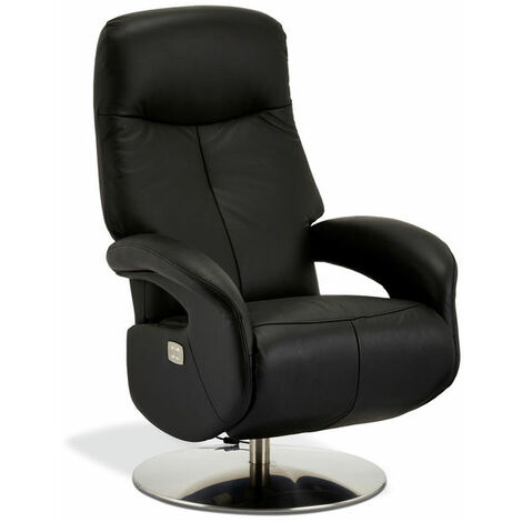 Relaxsessel Elektrisch Schwarz Leder Bull - Schwarz
