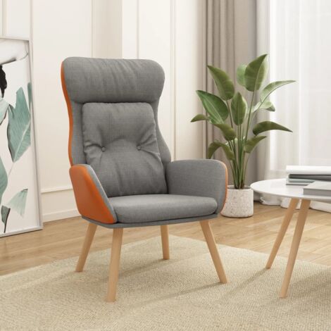 Relaxsessel Hellgrau Stoff und PVC vidaXL