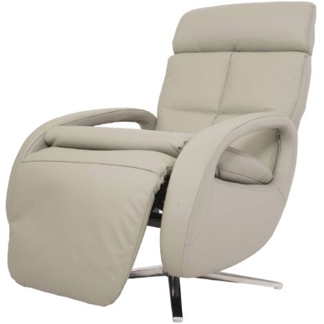 Relaxsessel HHG-399, Design Fernsehsessel TV-Sessel Liegesessel, Liegefunktion drehbar, Voll-Leder grau