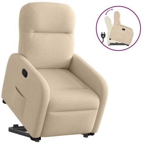 Relaxsessel mit Aufstehhilfe Creme Stoff vidaXL