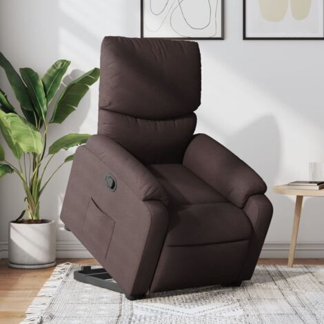 Relaxsessel mit Aufstehhilfe Dunkelbraun Stoff vidaXL