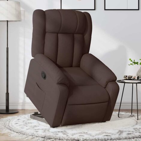 Relaxsessel mit Aufstehhilfe Dunkelbraun Stoff vidaXL