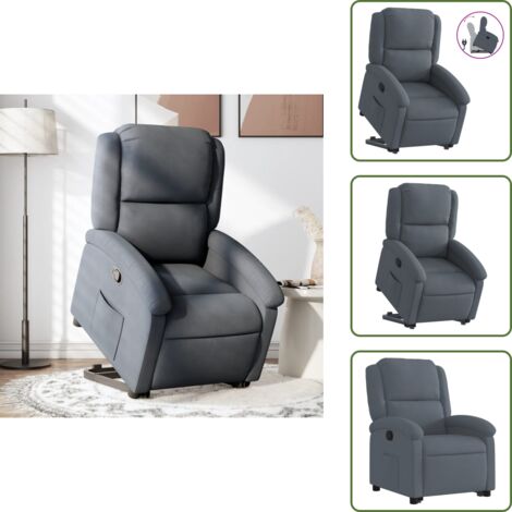 Relaxsessel mit Aufstehhilfe Dunkelgrau Samt - Relaxsessel - Samtstuhl - Elektrischer Lift - Bequeme Lounge Chair - Fernsehsitzplatz