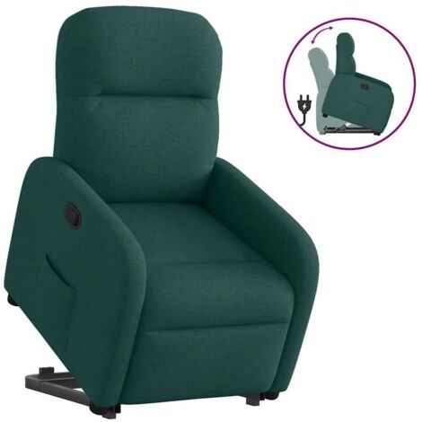 Relaxsessel mit Aufstehhilfe Dunkelgrün Stoff vidaXL